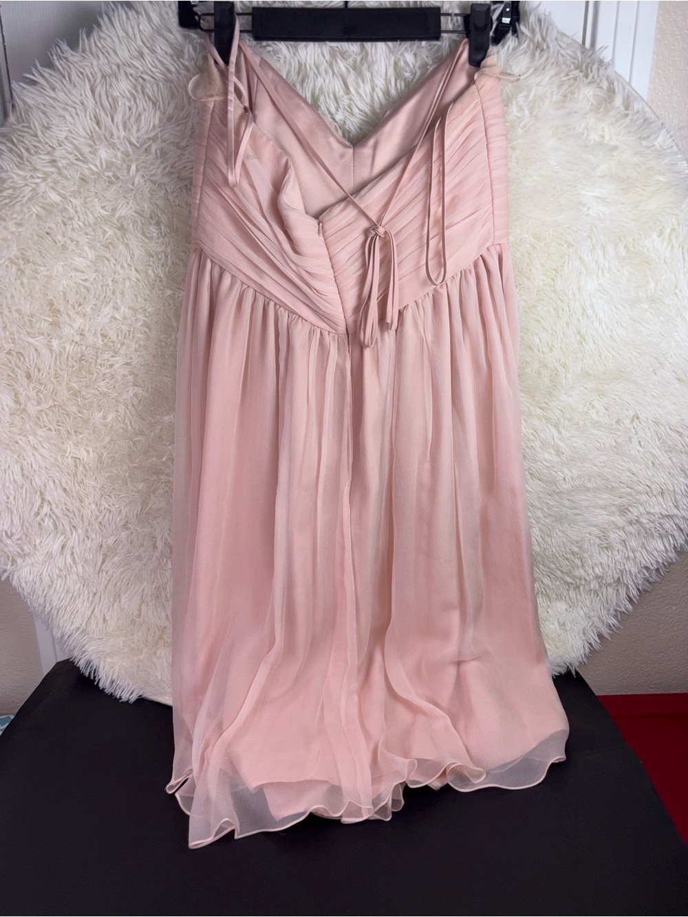 Amsale Soft Pink Ruffle Chiffon Strapless Dress size 6 - Picture 4 of 16